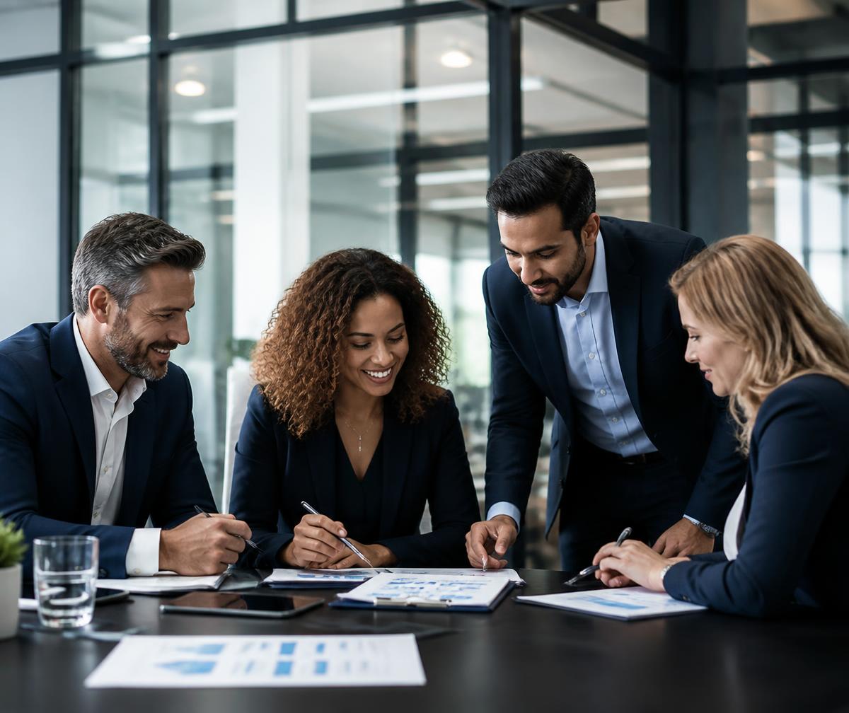 Equipe da CF Consultoria em reunião executiva